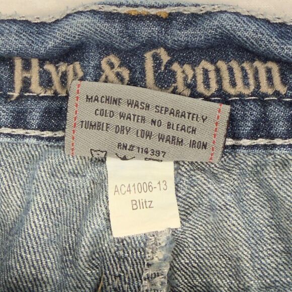 Axe & Crown Jeans Mens 32x32 (32x30 Fit) Blue Outlaw Denim Relaxed Boot Grunge - Picture 7 of 13